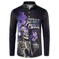 Skull Button Sweatshirt Mentally Ill But Totally Chill