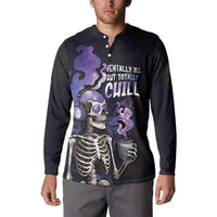 Skull Button Sweatshirt Mentally Ill But Totally Chill