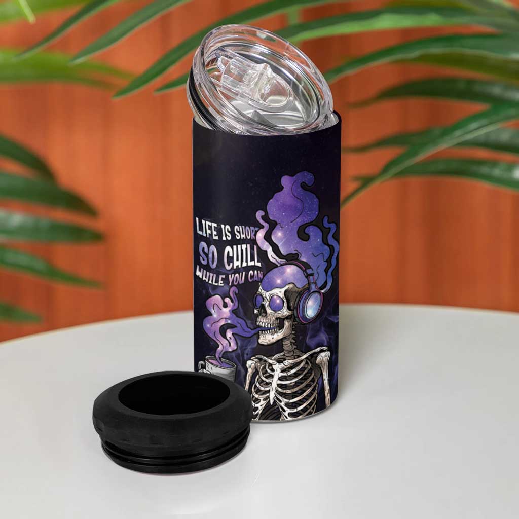 Skull 4 in 1 Can Cooler Tumbler Mentally Ill But Totally Chill