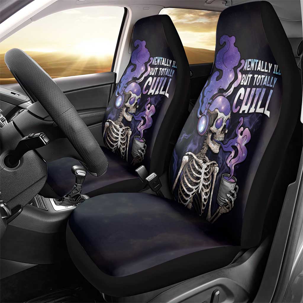 Skull Car Seat Cover Mentally Ill But Totally Chill