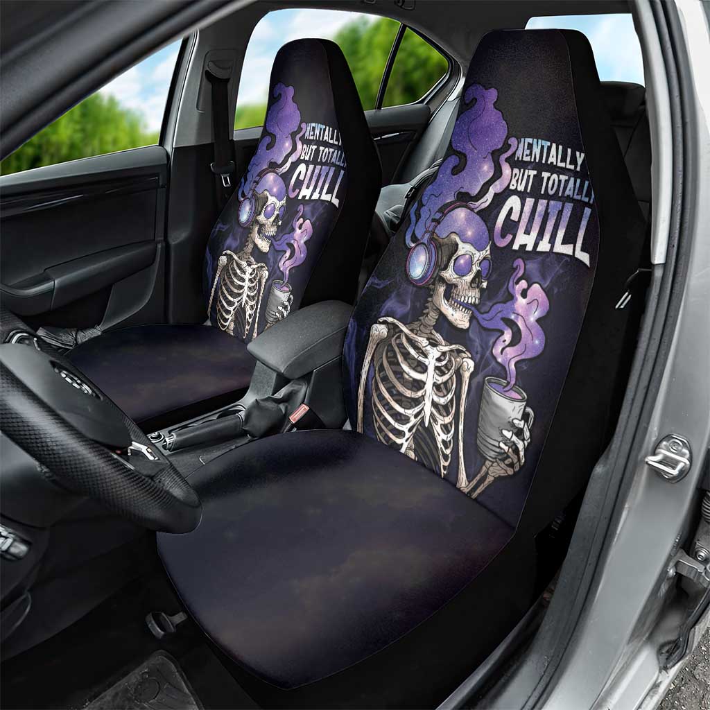 Skull Car Seat Cover Mentally Ill But Totally Chill