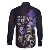 Skull Family Matching Long Sleeve Bodycon Dress and Hawaiian Shirt Mentally Ill But Totally Chill