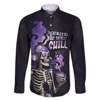 Skull Family Matching Off The Shoulder Long Sleeve Dress and Hawaiian Shirt Mentally Ill But Totally Chill