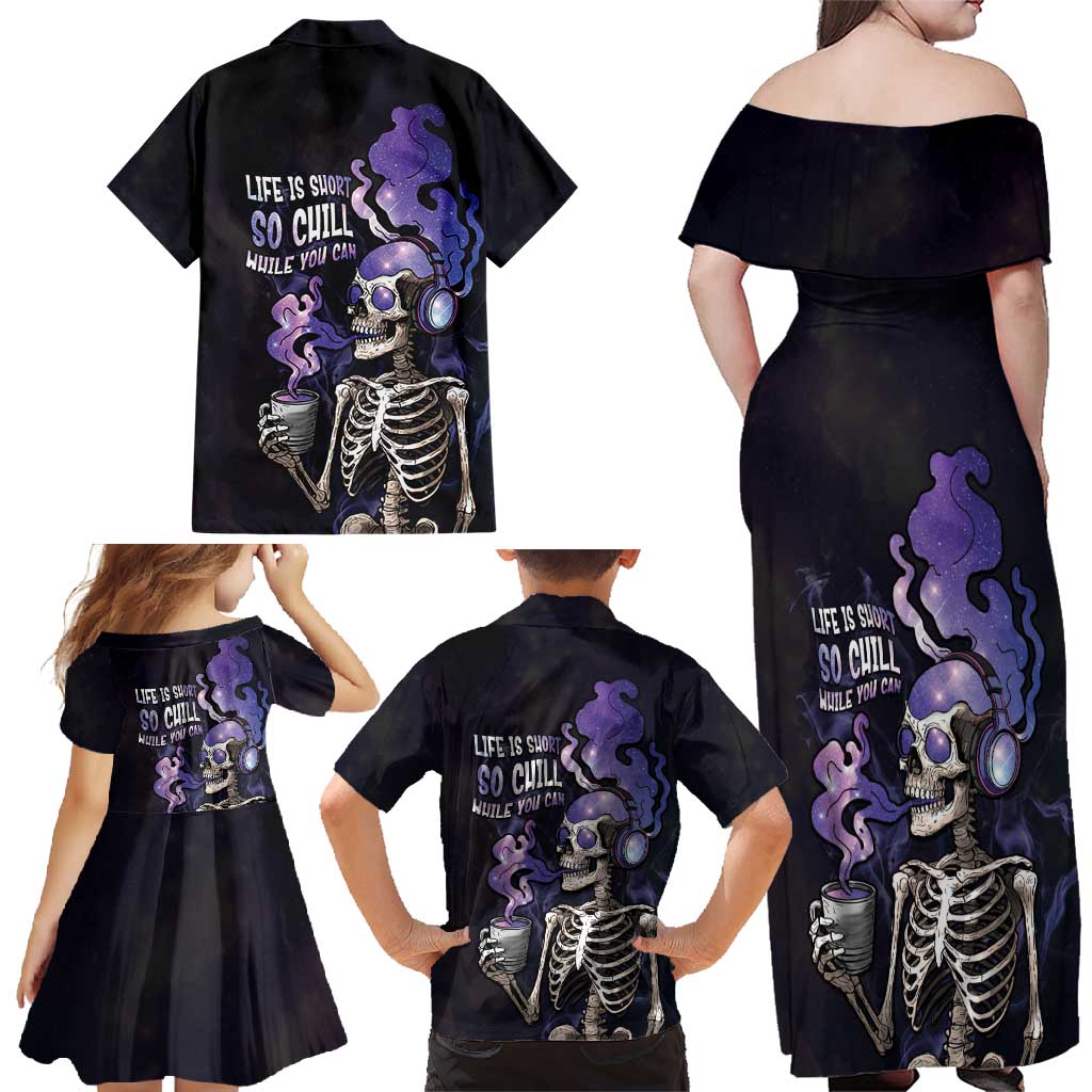 Skull Family Matching Off Shoulder Maxi Dress and Hawaiian Shirt Mentally Ill But Totally Chill