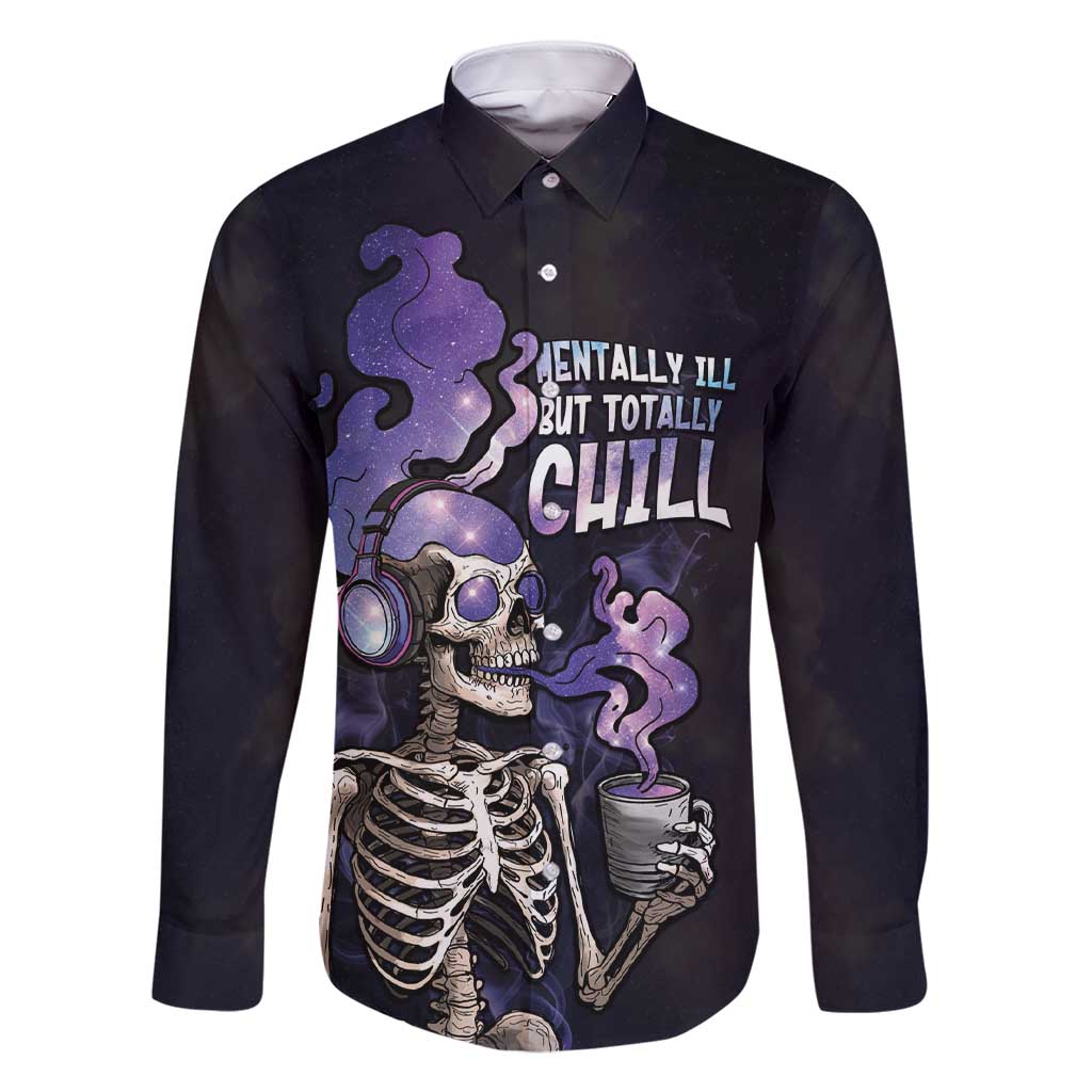 Skull Family Matching Short Sleeve Bodycon Dress and Hawaiian Shirt Mentally Ill But Totally Chill