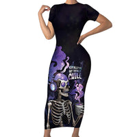 Skull Family Matching Short Sleeve Bodycon Dress and Hawaiian Shirt Mentally Ill But Totally Chill