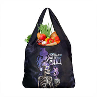 Skull Grocery Bag Mentally Ill But Totally Chill