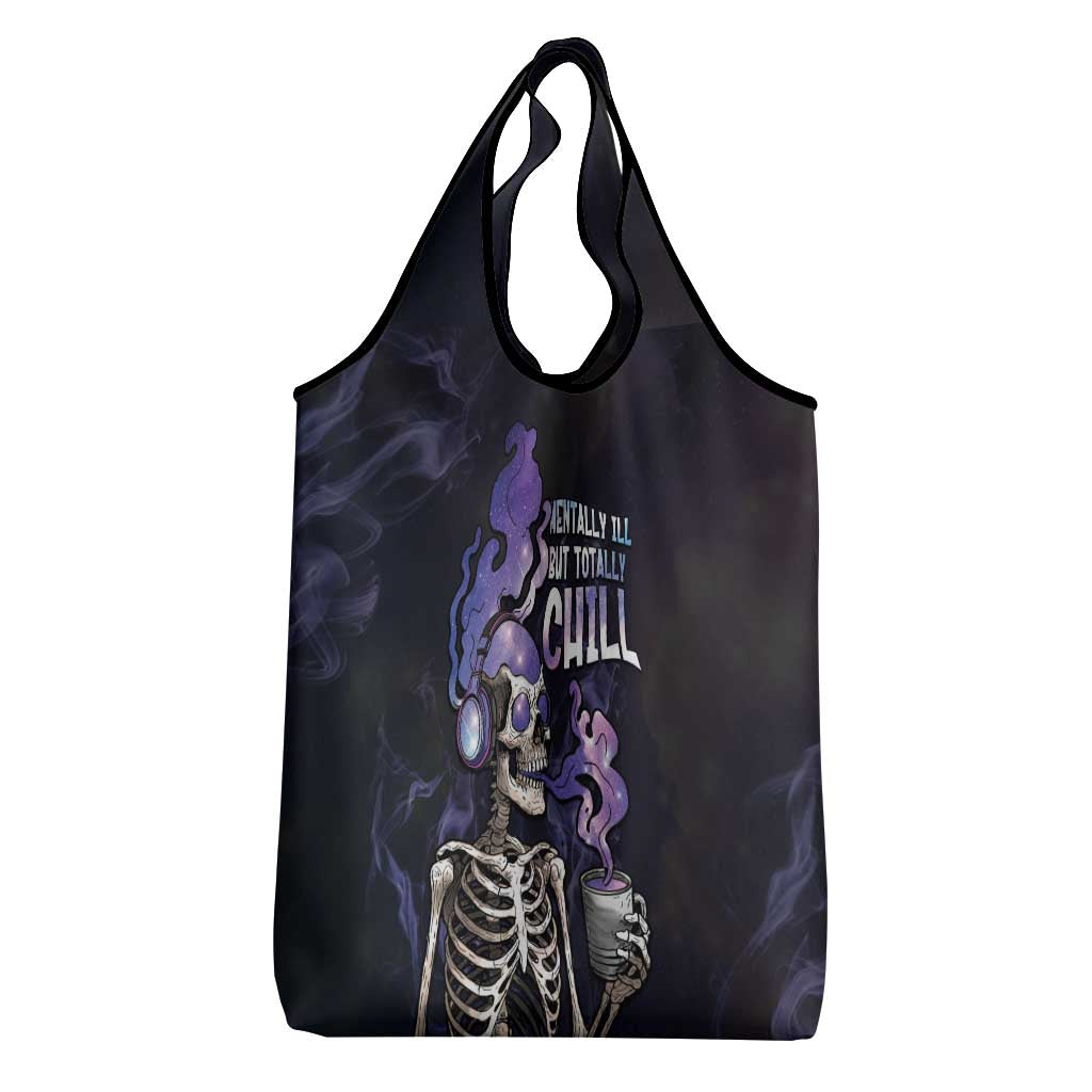 Skull Grocery Bag Mentally Ill But Totally Chill