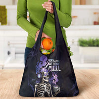 Skull Grocery Bag Mentally Ill But Totally Chill