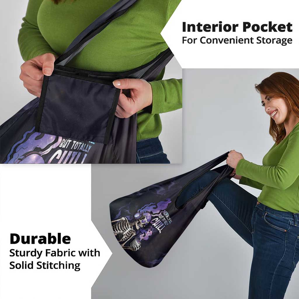 Skull Grocery Bag Mentally Ill But Totally Chill