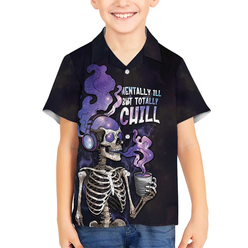 Skull Kid Hawaiian Shirt Mentally Ill But Totally Chill