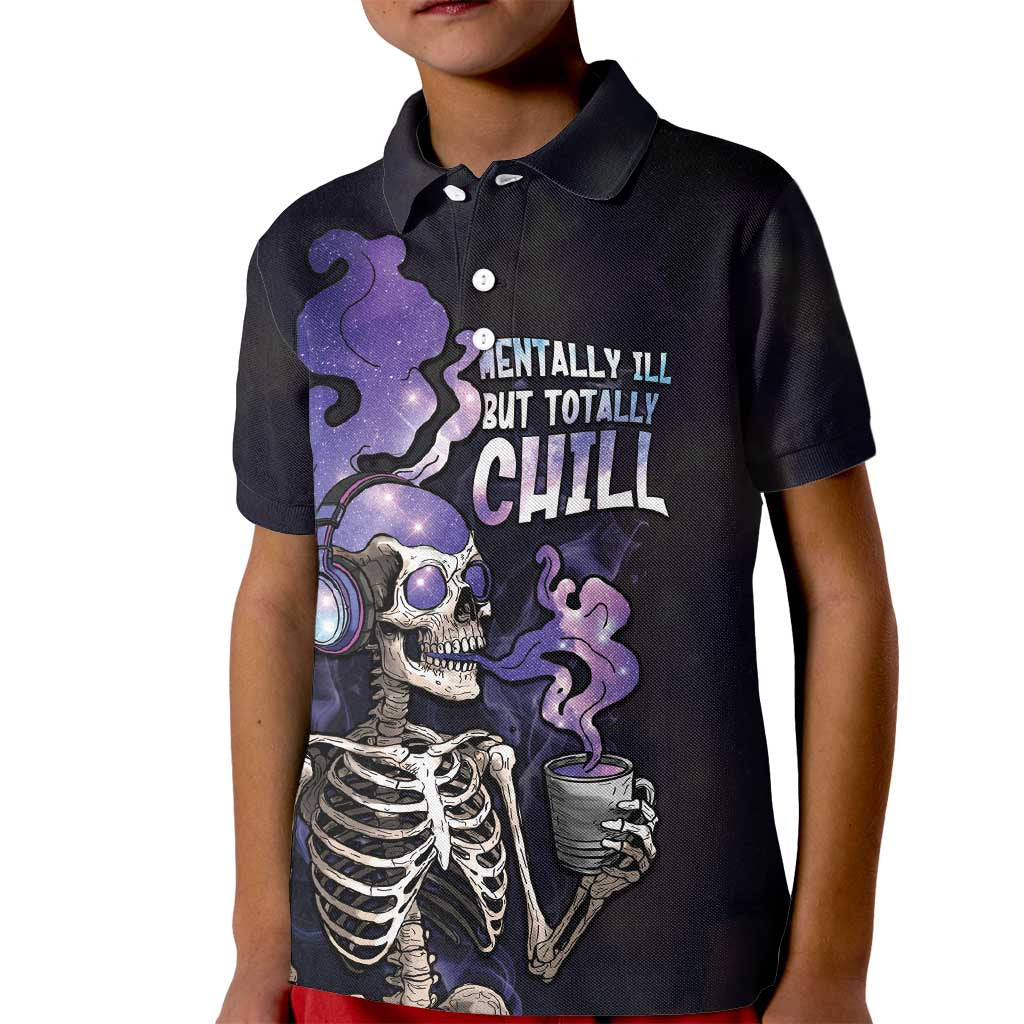Skull Kid Polo Shirt Mentally Ill But Totally Chill