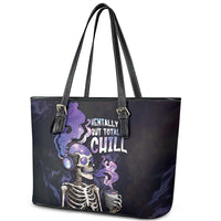 Skull Leather Tote Bag Mentally Ill But Totally Chill
