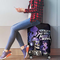 Skull Luggage Cover Mentally Ill But Totally Chill