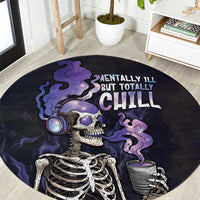 Skull Round Carpet Mentally Ill But Totally Chill