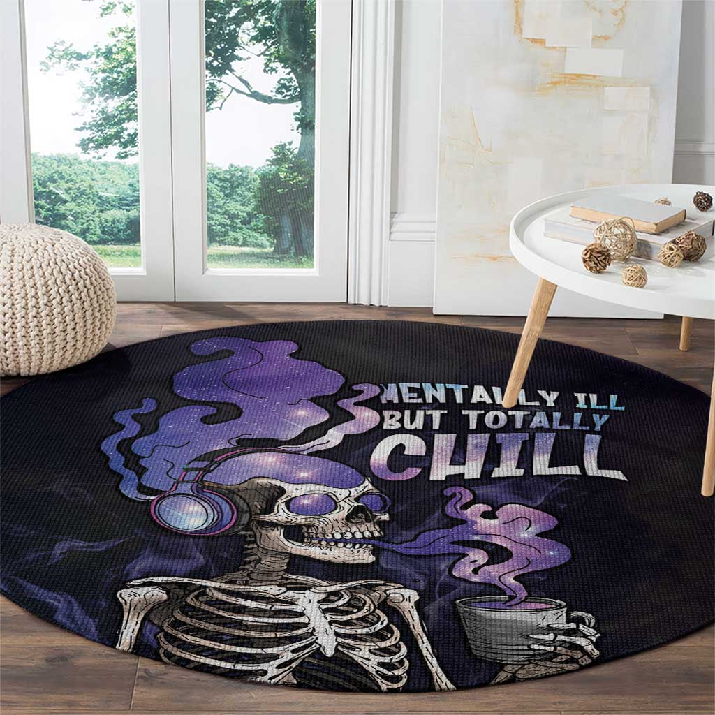 Skull Round Carpet Mentally Ill But Totally Chill