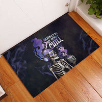 Skull Rubber Doormat Mentally Ill But Totally Chill