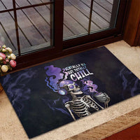 Skull Rubber Doormat Mentally Ill But Totally Chill
