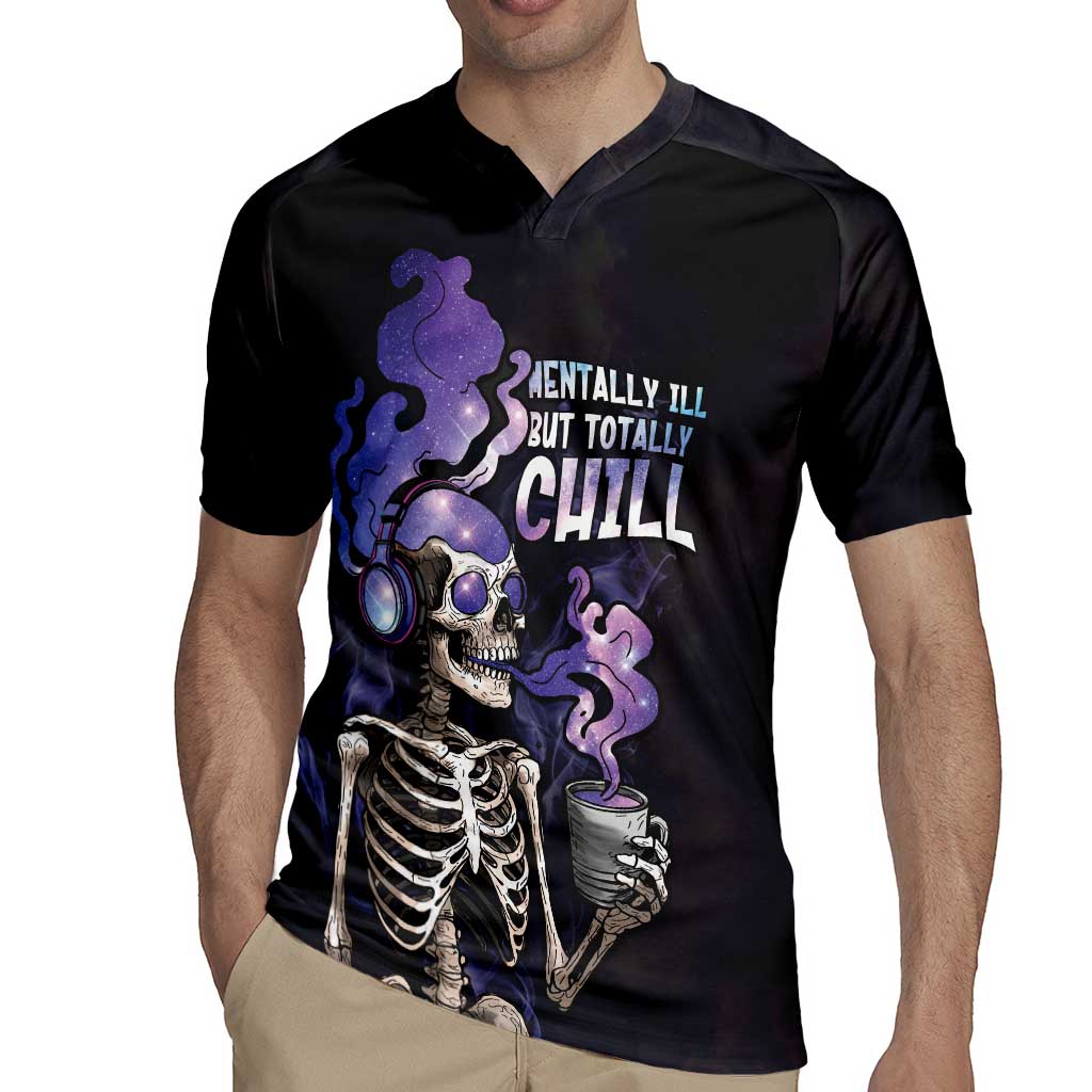 Skull Rugby Jersey Mentally Ill But Totally Chill