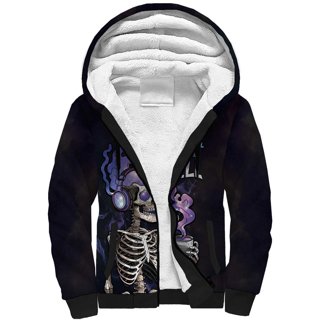 Skull Sherpa Hoodie Mentally Ill But Totally Chill