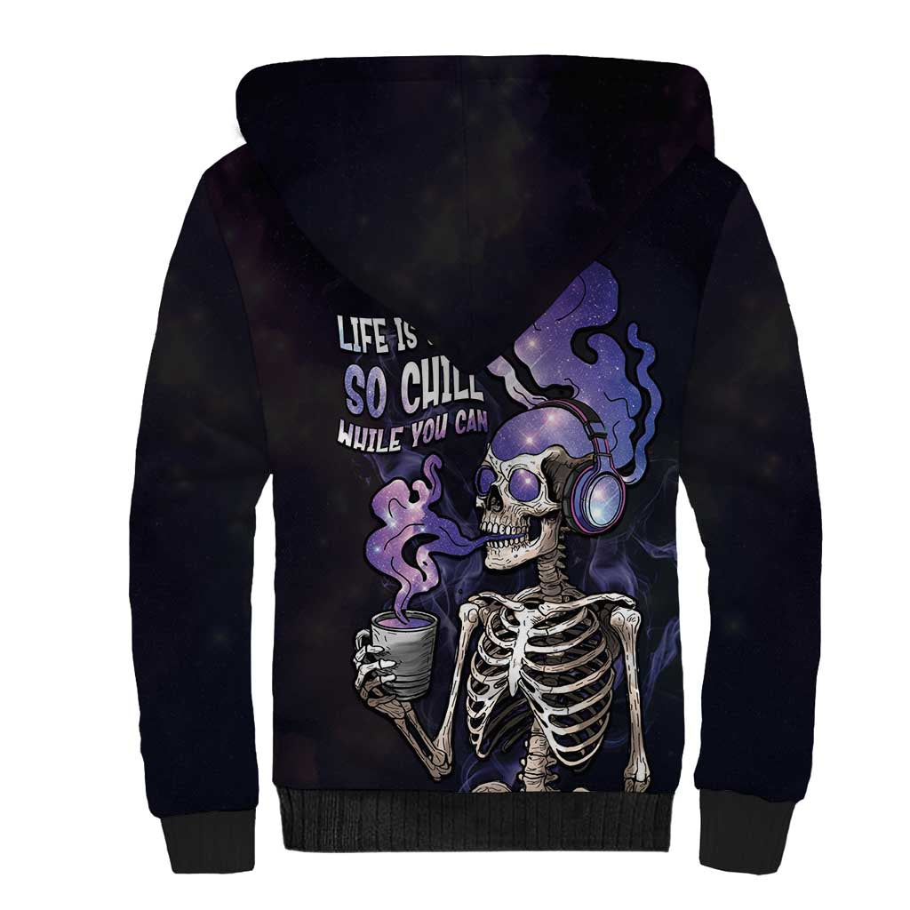 Skull Sherpa Hoodie Mentally Ill But Totally Chill
