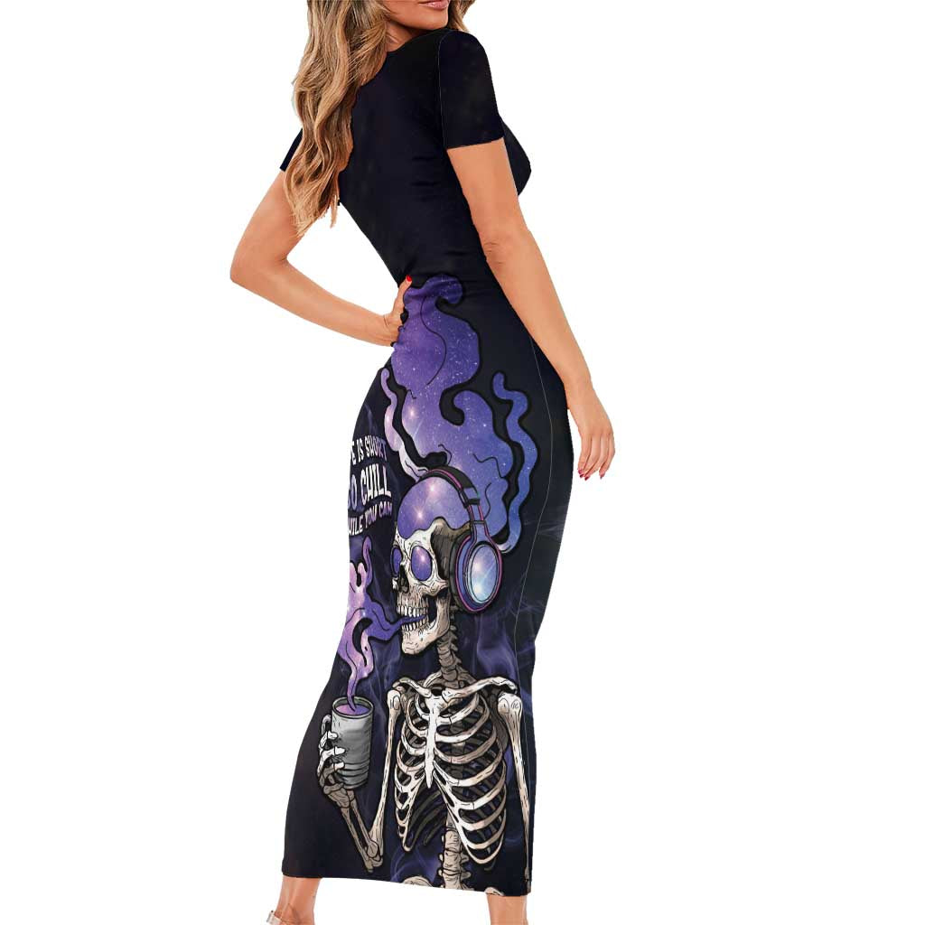 Skull Short Sleeve Bodycon Dress Mentally Ill But Totally Chill