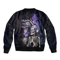 Skull Sleeve Zip Bomber Jacket Mentally Ill But Totally Chill