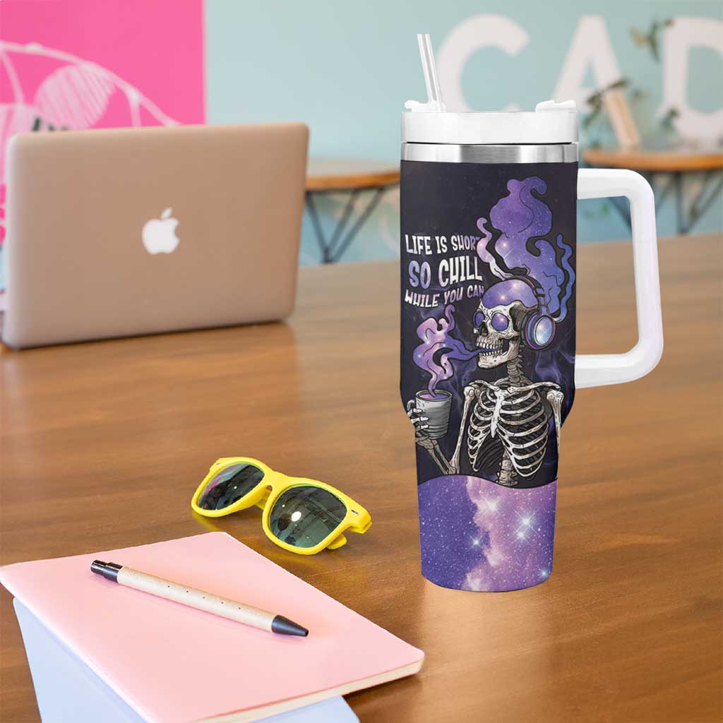 Skull Tumbler With Handle Mentally Ill But Totally Chill