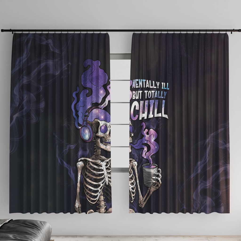 Skull Window Curtain Mentally Ill But Totally Chill