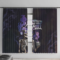 Skull Window Curtain Mentally Ill But Totally Chill