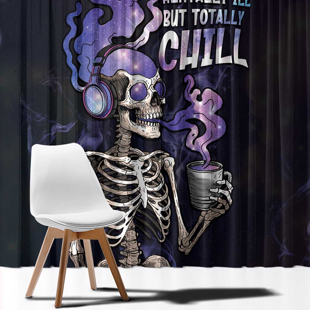 Skull Window Curtain Mentally Ill But Totally Chill