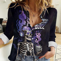 Skull Women Casual Shirt Mentally Ill But Totally Chill