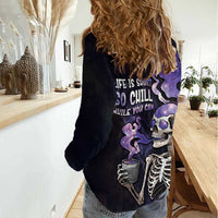 Skull Women Casual Shirt Mentally Ill But Totally Chill