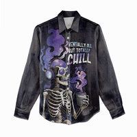 Skull Women Casual Shirt Mentally Ill But Totally Chill