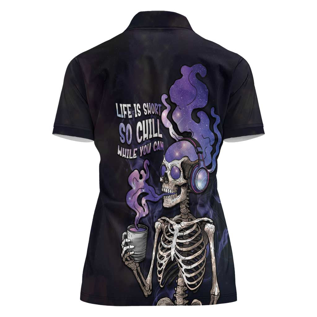 Skull Women Polo Shirt Mentally Ill But Totally Chill