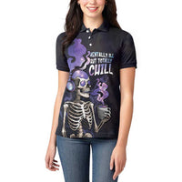Skull Women Polo Shirt Mentally Ill But Totally Chill