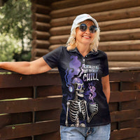 Skull Women Polo Shirt Mentally Ill But Totally Chill