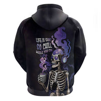 Skull Zip Hoodie Mentally Ill But Totally Chill