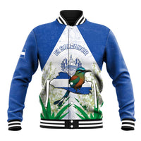 Personalized El Salvador Baseball Jacket Torogoz Bird Map