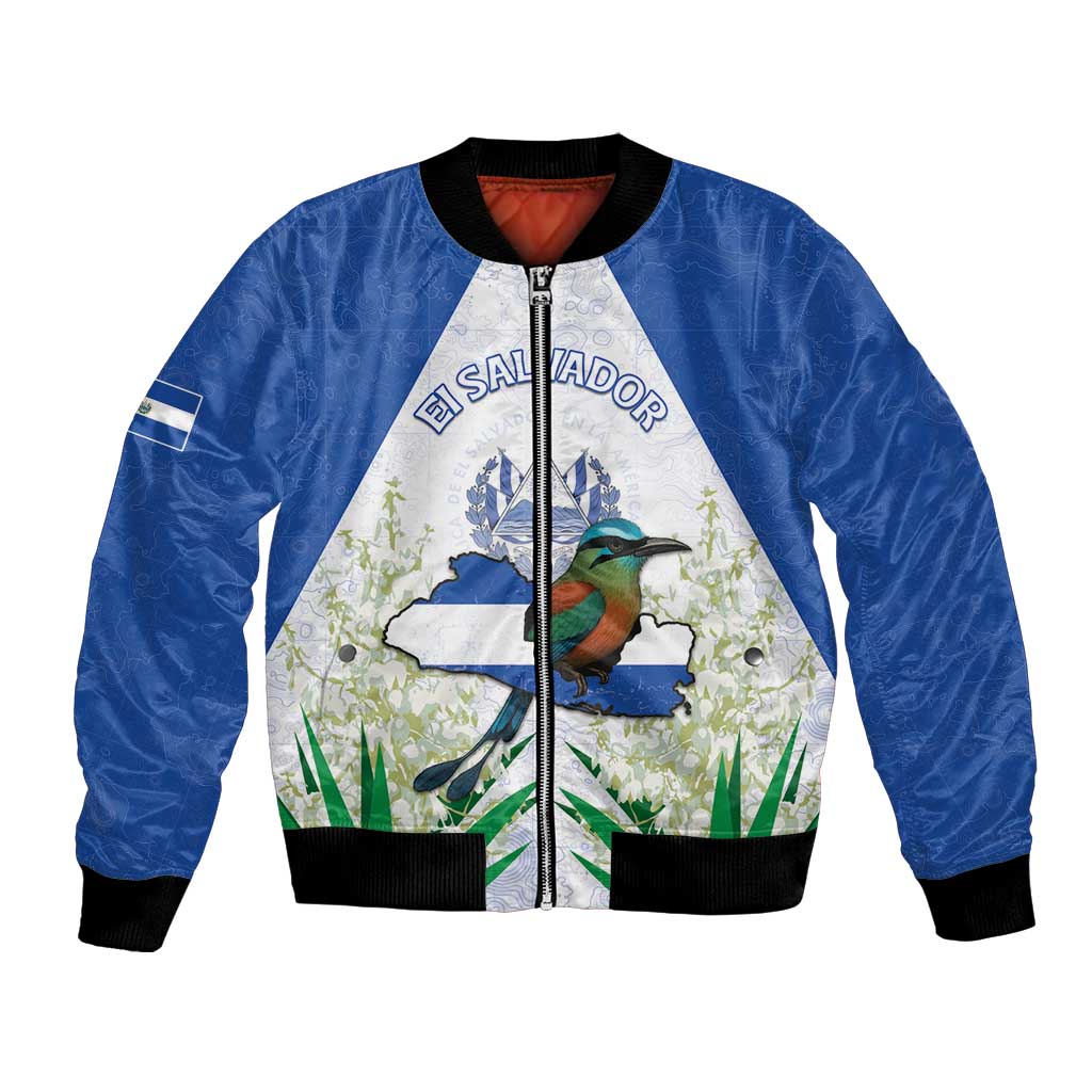 Personalized El Salvador Bomber Jacket Torogoz Bird Map