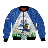Personalized El Salvador Bomber Jacket Torogoz Bird Map
