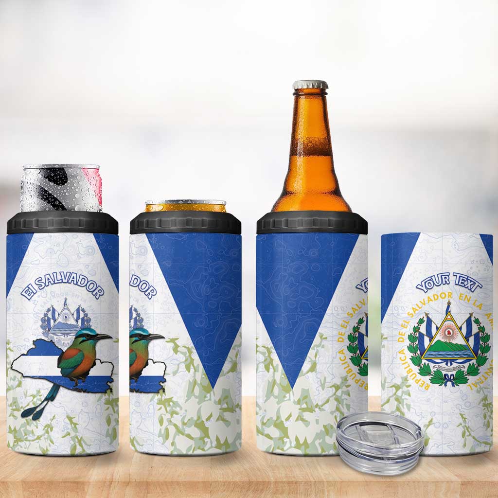Personalized El Salvador 4 in 1 Can Cooler Tumbler Torogoz Bird Map