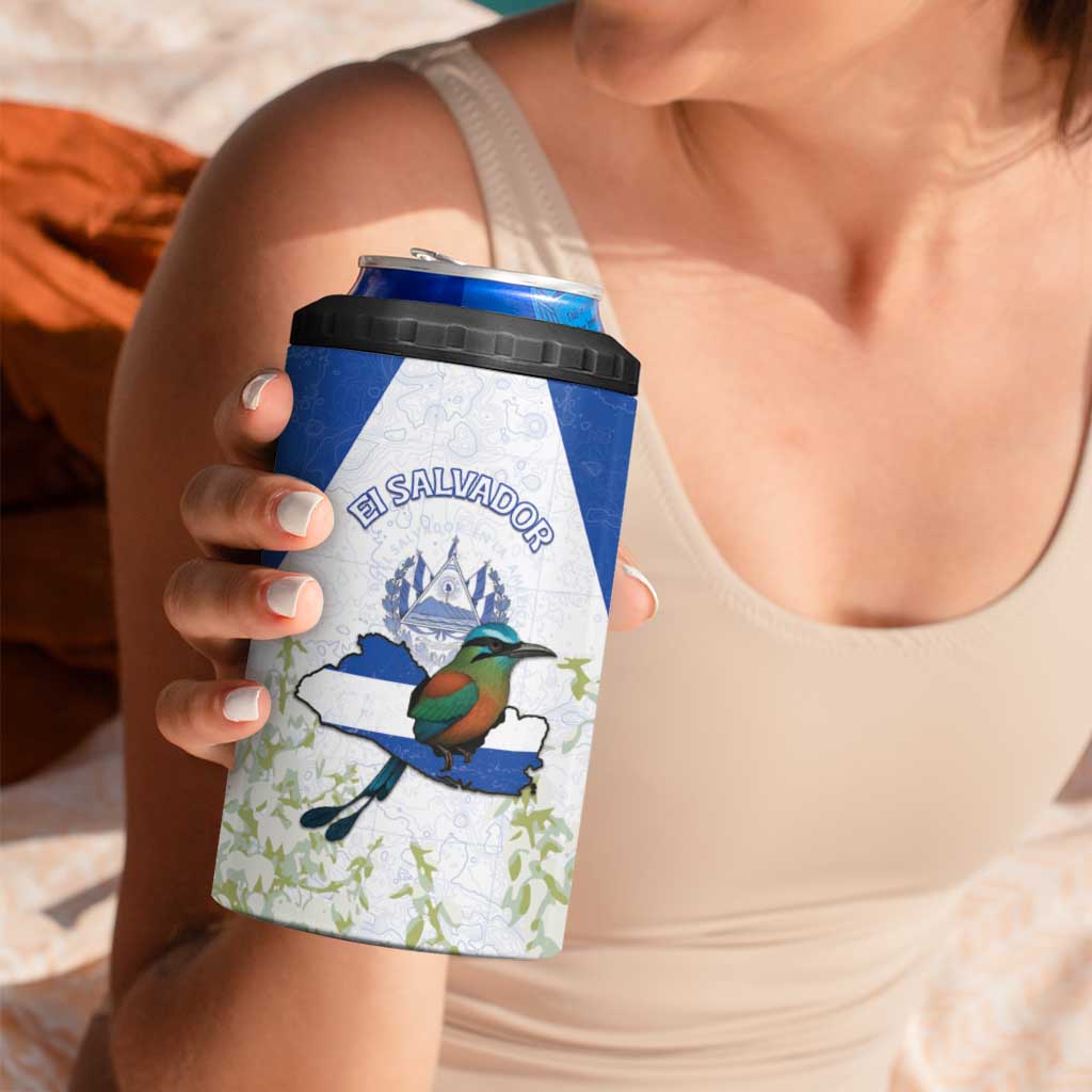 Personalized El Salvador 4 in 1 Can Cooler Tumbler Torogoz Bird Map