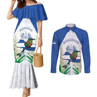 Personalized El Salvador Couples Matching Mermaid Dress and Long Sleeve Button Shirt Torogoz Bird Map