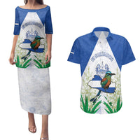 Personalized El Salvador Couples Matching Puletasi and Hawaiian Shirt Torogoz Bird Map