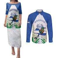 Personalized El Salvador Couples Matching Puletasi and Long Sleeve Button Shirt Torogoz Bird Map
