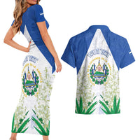 Personalized El Salvador Couples Matching Short Sleeve Bodycon Dress and Hawaiian Shirt Torogoz Bird Map