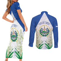 Personalized El Salvador Couples Matching Short Sleeve Bodycon Dress and Long Sleeve Button Shirt Torogoz Bird Map