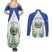Personalized El Salvador Couples Matching Summer Maxi Dress and Long Sleeve Button Shirt Torogoz Bird Map