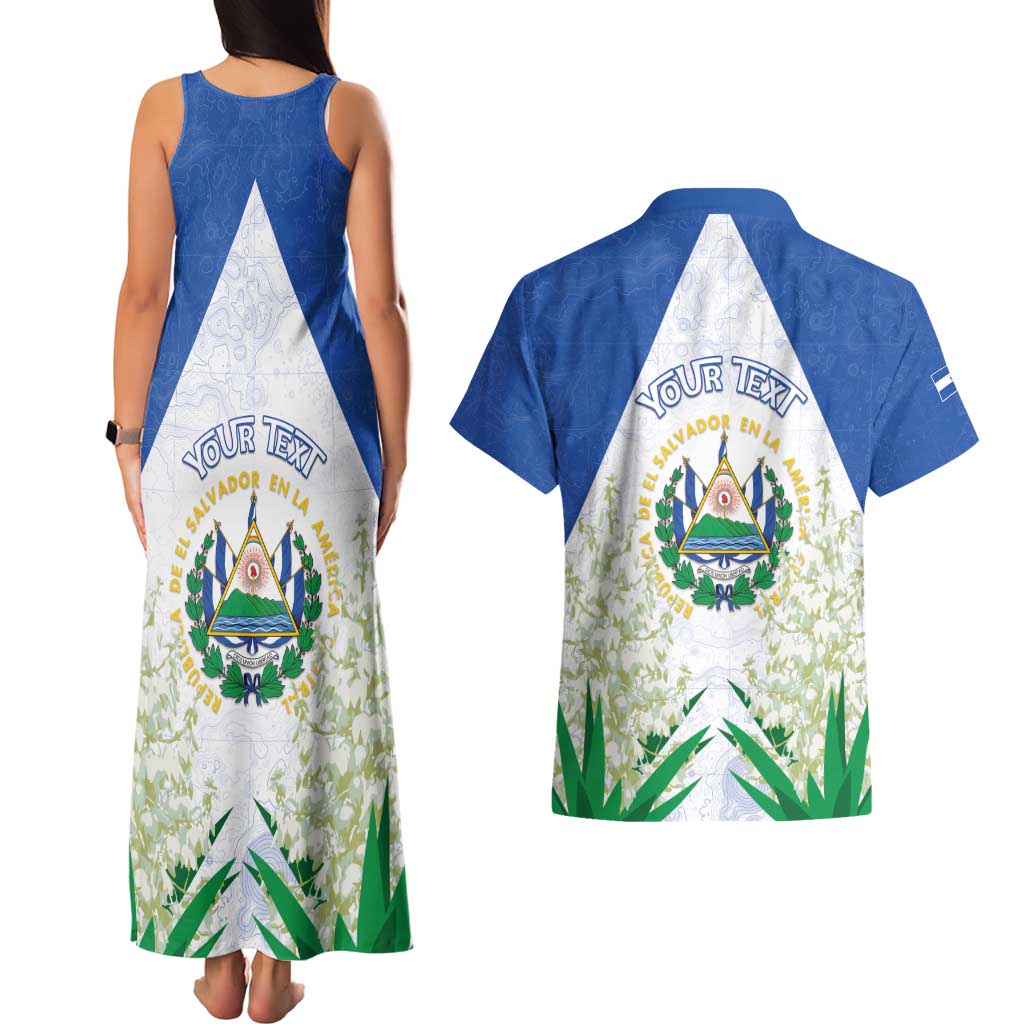 Personalized El Salvador Couples Matching Tank Maxi Dress and Hawaiian Shirt Torogoz Bird Map